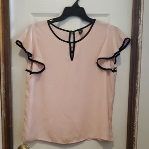 SHEIN Pink Ruffled Flutter Sleeve Blouse